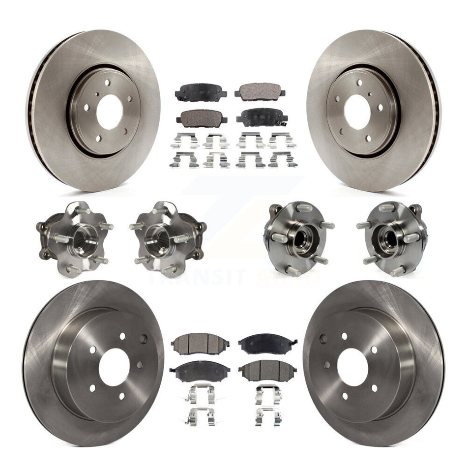 Front Rear Hub Bearings Assembly Disc Brake Rotors And Semi-Metallic Pads Kit (10Pc) For Infiniti FX35 QX70 INFINITI KBB-108941