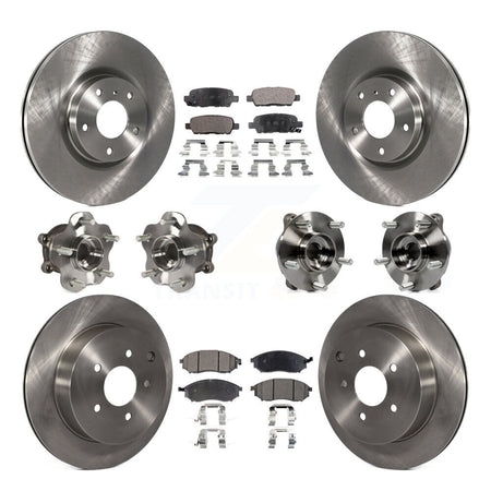 Front Rear Hub Bearing Disc Brake Rotor & Pads Kit (10Pc) For 2015-2017 INFINITI QX70 AWD KBB-108944