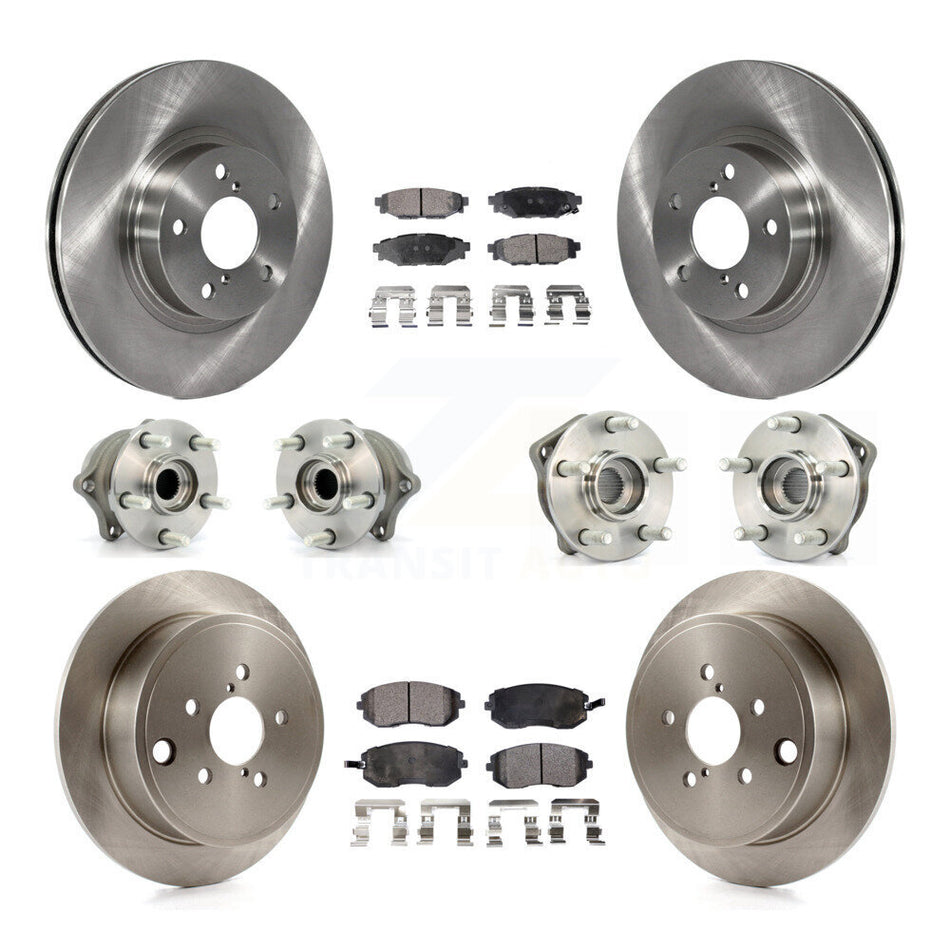 Front Rear Hub Bearings Assembly Disc Brake Rotors And Semi-Metallic Pads Kit (10Pc) For Subaru Impreza KBB-108961