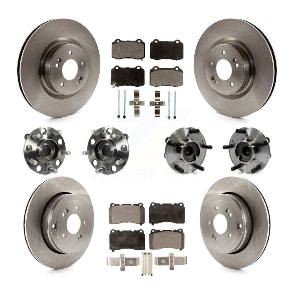 Front Rear Hub Bearings Assembly Disc Brake Rotors And Semi-Metallic Pads Kit (10Pc) For Hyundai Genesis Coupe KBB-108979