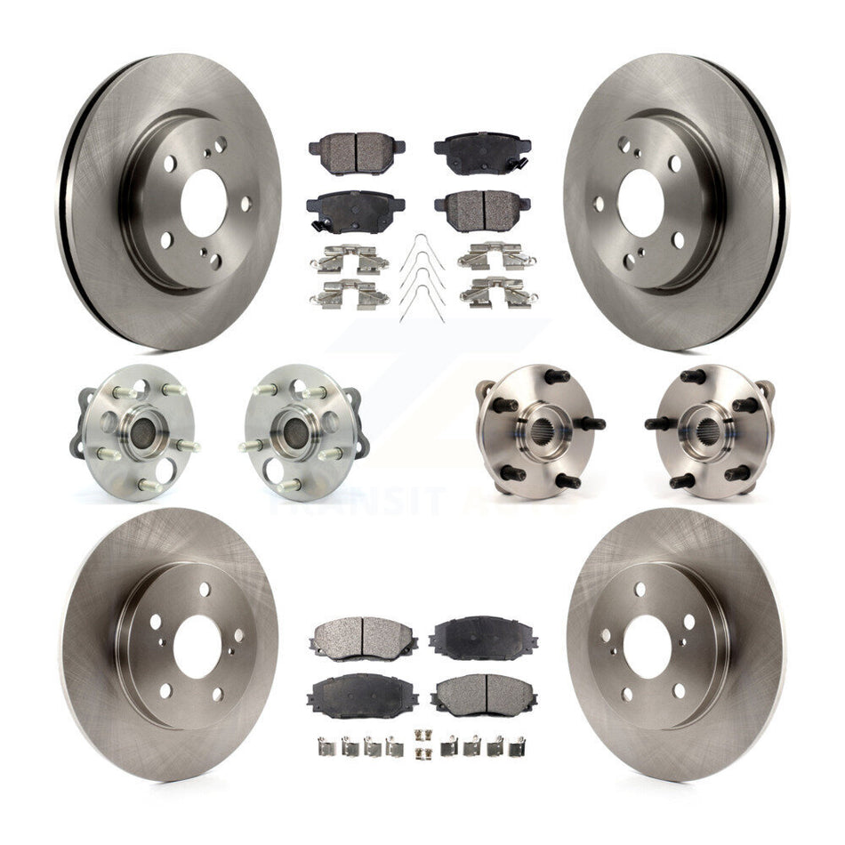 Front Rear Hub Bearings Assembly Disc Brake Rotors And Semi-Metallic Pads Kit (10Pc) For 2008-2015 Scion xB KBB-108981