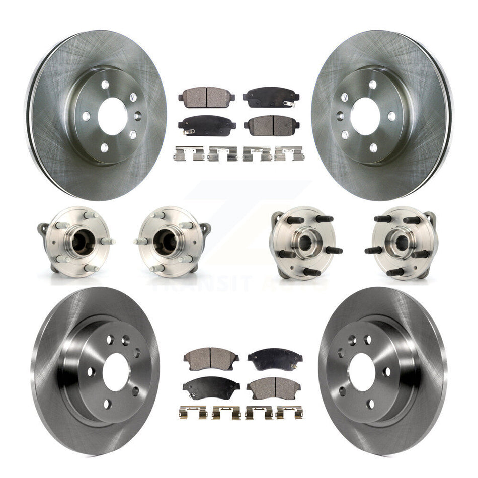 Front Rear Hub Bearings Assembly Disc Brake Rotors And Semi-Metallic Pads Kit (10Pc) For 2011-2012 Chevrolet Cruze KBB-108991