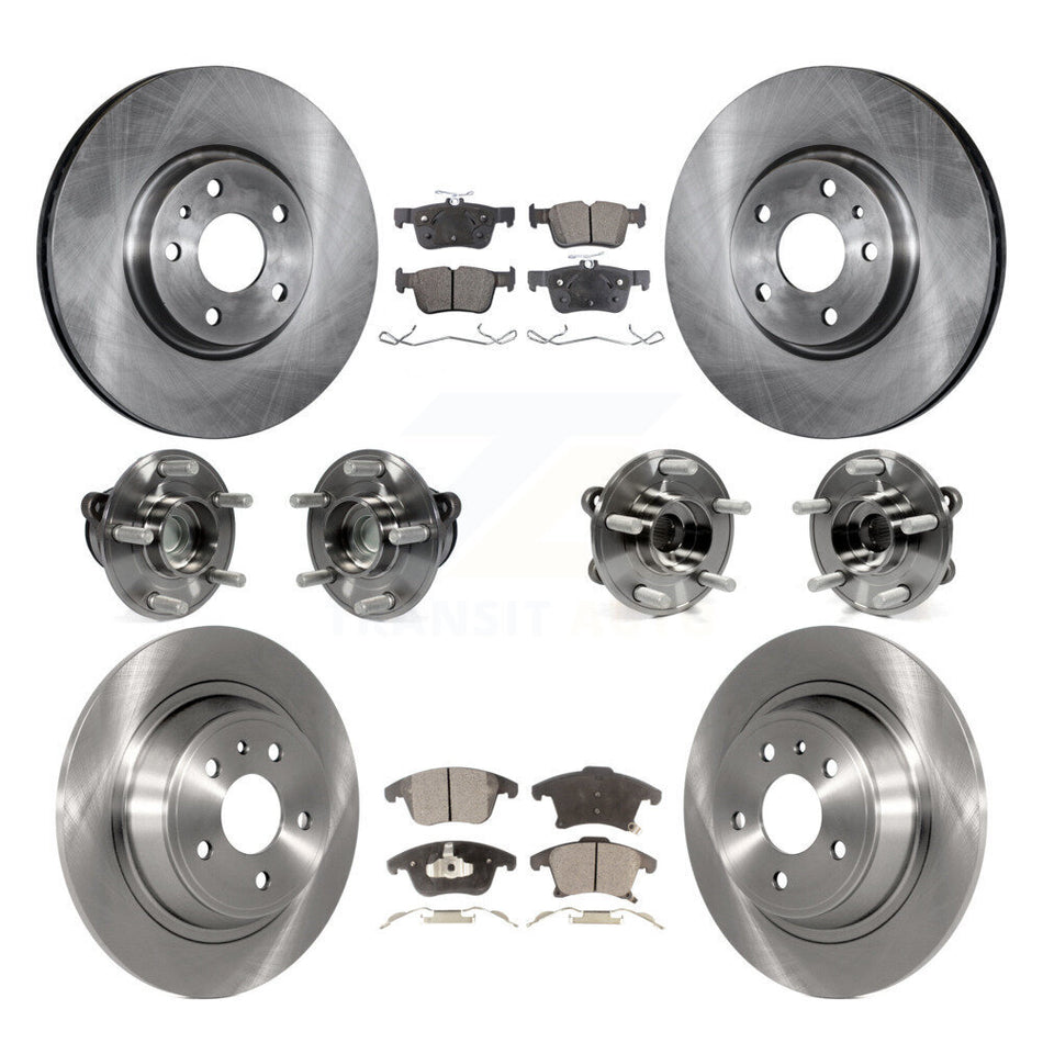 Front Rear Hub Bearings Assembly Disc Brake Rotors And Semi-Metallic Pads Kit (10Pc) For Ford Fusion Lincoln MKZ KBB-108998