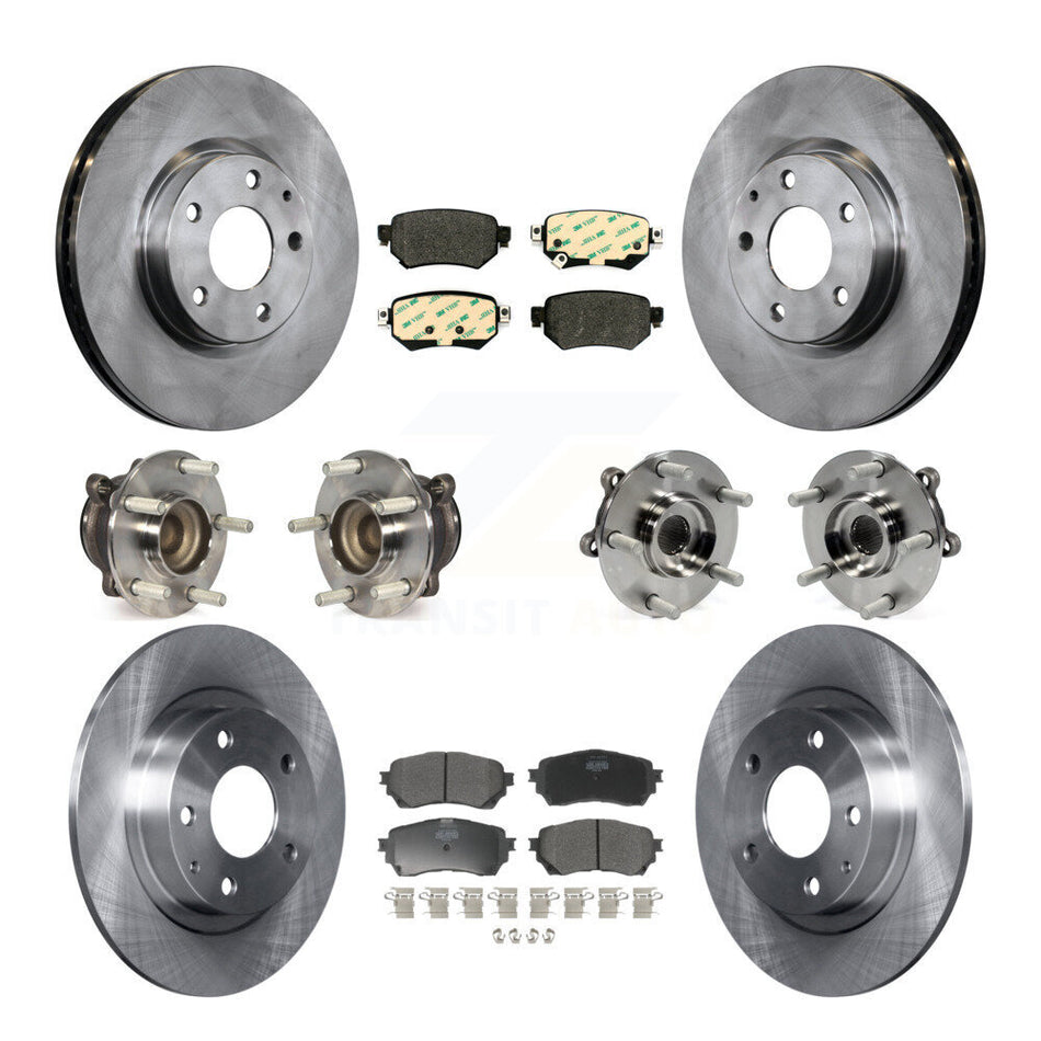 Front Rear Hub Bearings Assembly Disc Brake Rotors And Semi-Metallic Pads Kit (10Pc) For 2016-2018 Mazda 6 KBB-109012