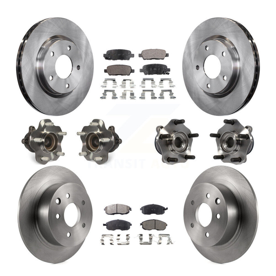 Front Rear Hub Bearings Assembly Disc Brake Rotors And Semi-Metallic Pads Kit (10Pc) For Nissan Sentra KBB-109016