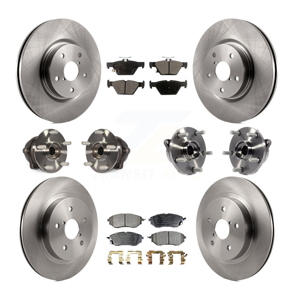 Front Rear Hub Bearings Assembly Disc Brake Rotors And Semi-Metallic Pads Kit (10Pc) For Subaru Outback Legacy WRX KBB-109024