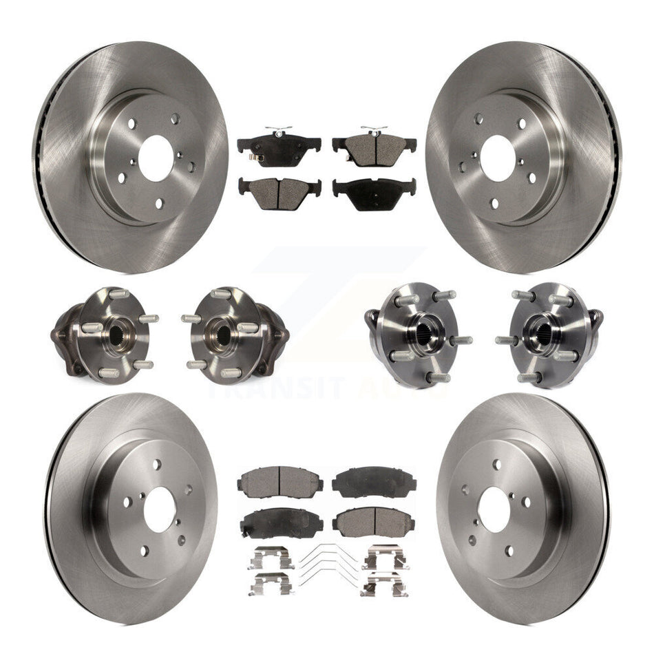 Front Rear Hub Bearings Assembly Disc Brake Rotors And Semi-Metallic Pads Kit (10Pc) For 2016-2019 Subaru Legacy 2.5L KBB-109026