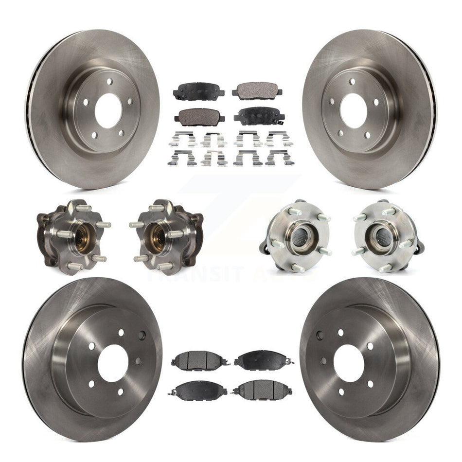 Front Rear Hub Bearings Assembly Disc Brake Rotors And Semi-Metallic Pads Kit (10Pc) For Nissan Pathfinder Murano INFINITI QX60 JX35 KBB-109028