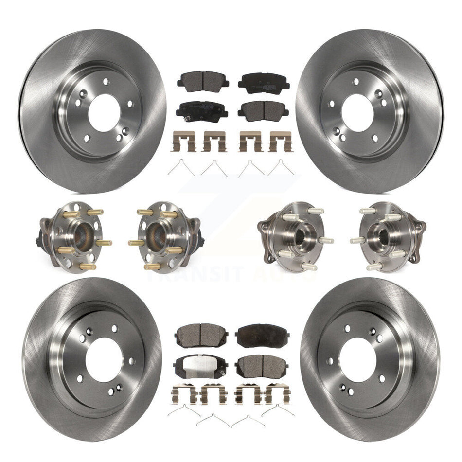 Front Rear Hub Bearings Assembly Disc Brake Rotors And Semi-Metallic Pads Kit (10Pc) For Kia Optima With Electric Parking KBB-109043