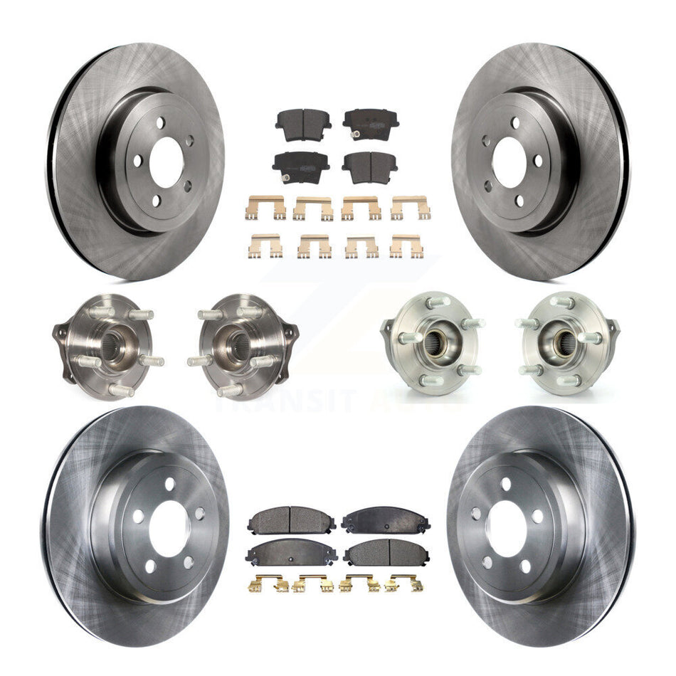 Front Rear Hub Bearings Assembly Disc Brake Rotors And Semi-Metallic Pads Kit (10Pc) For Dodge Charger Chrysler 300 Challenger KBB-109046