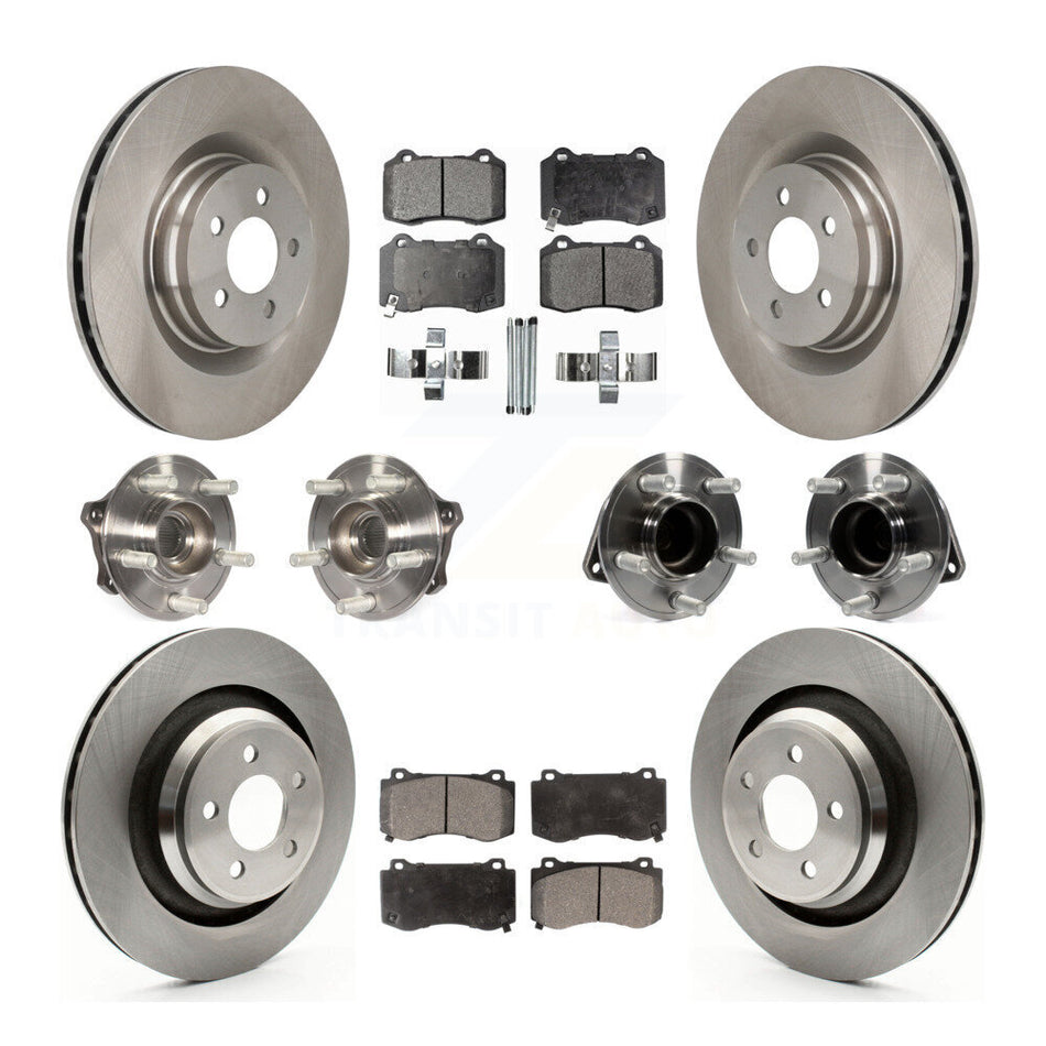 Front Rear Hub Bearings Assembly Disc Brake Rotors And Semi-Metallic Pads Kit (10Pc) For Dodge Charger Challenger KBB-109051