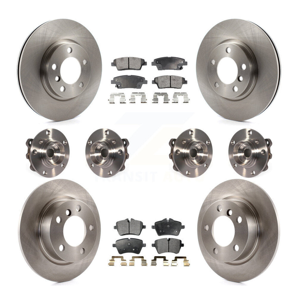 Front Rear Hub Bearings Assembly Disc Brake Rotors And Semi-Metallic Pads Kit (10Pc) For Mini Cooper Countryman Paceman S ALL4 with AWD KBB-109054