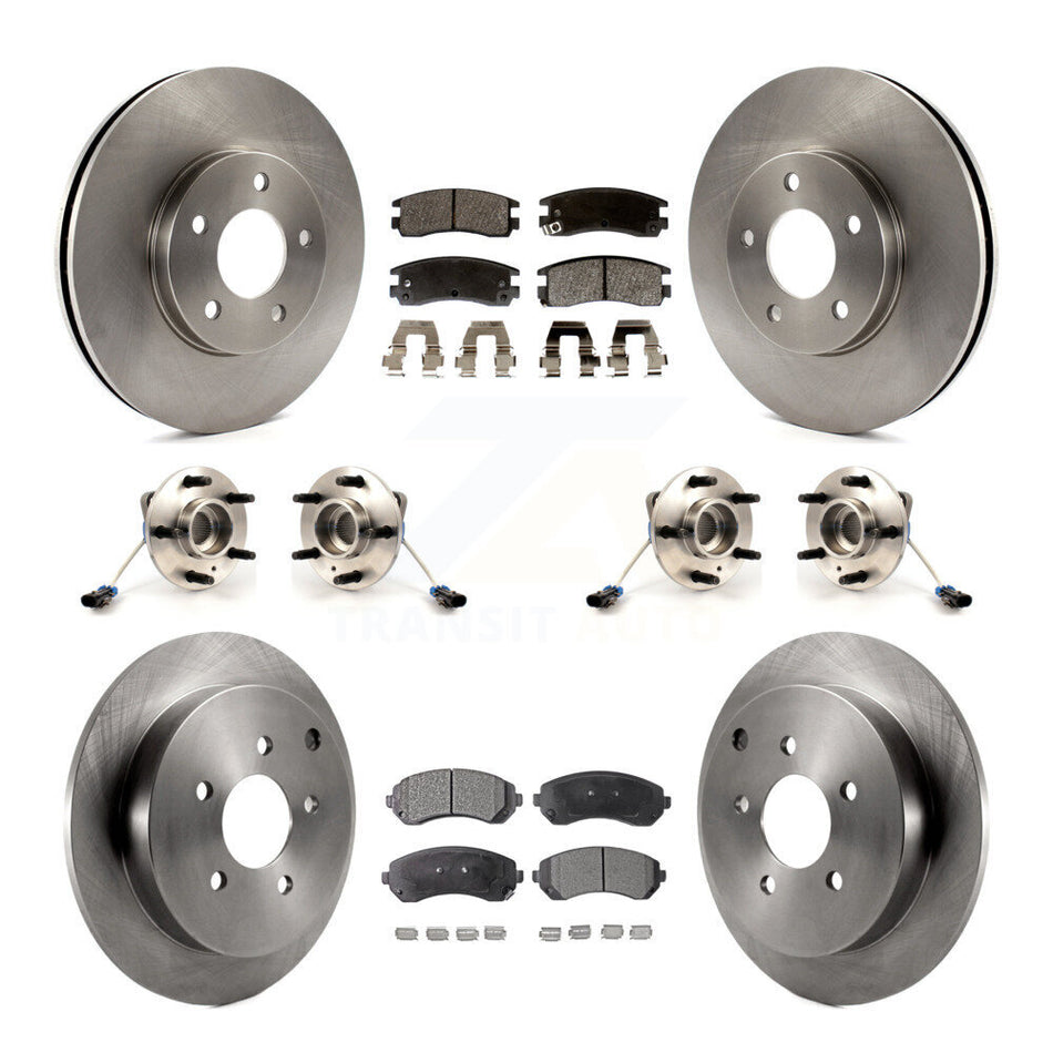 Front Rear Hub Bearings Assembly Disc Brake Rotors And Semi-Metallic Pads Kit (10Pc) For Buick Rendezvous Chevrolet Venture Pontiac Montana Aztek Oldsmobile Silhouette KBB-109074