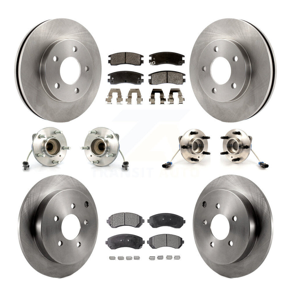 Front Rear Hub Bearings Assembly Disc Brake Rotors And Semi-Metallic Pads Kit (10Pc) For Buick Rendezvous KBB-109076