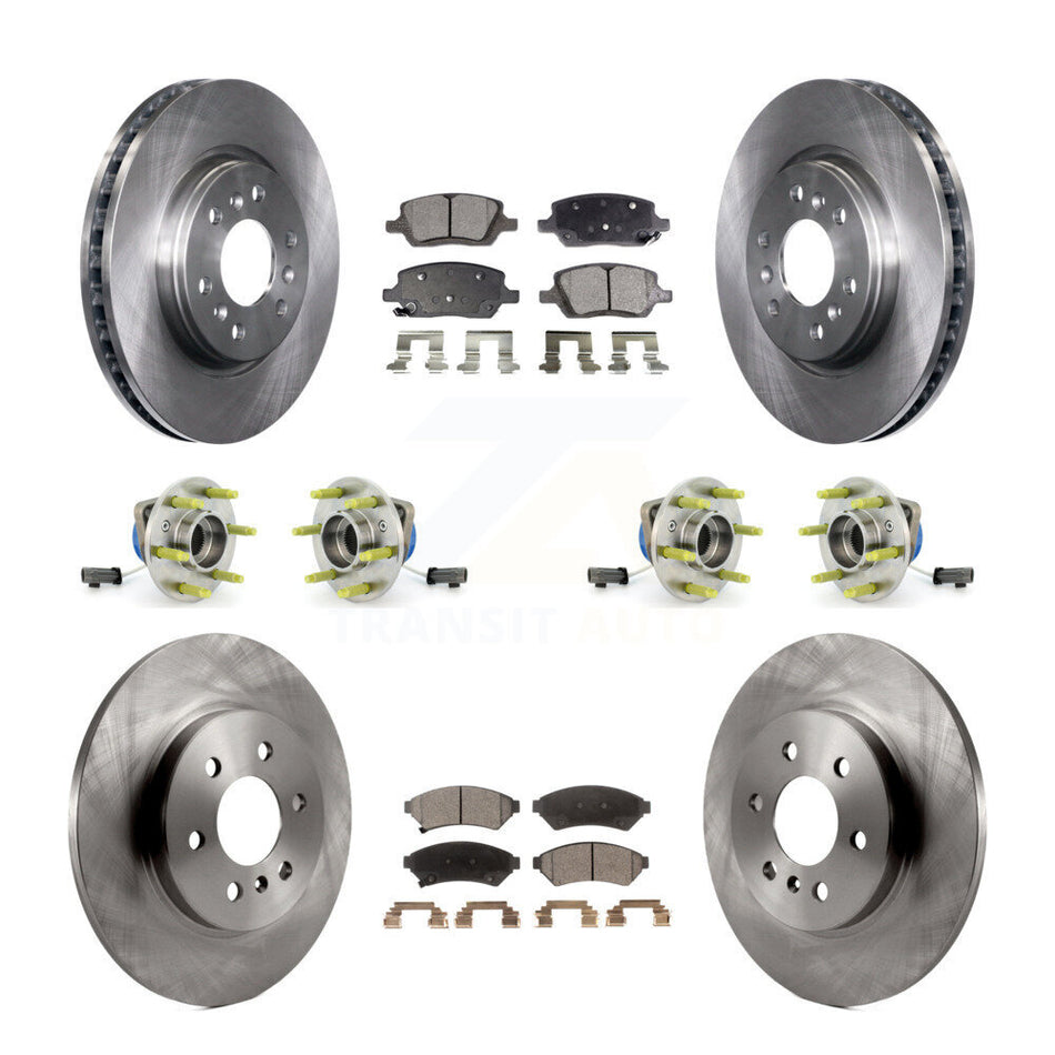 Front Rear Hub Bearings Assembly Disc Brake Rotors And Semi-Metallic Pads Kit (10Pc) For 2006 Saturn Relay AWD With FE1 Suspension FE2 FE3 KBB-109081