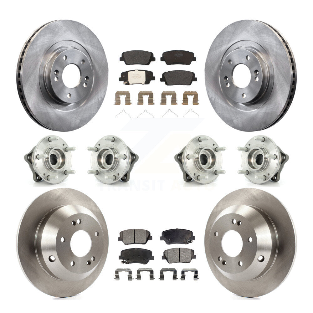 Front Rear Hub Bearing Disc Brake Rotor And Pads Kit (10Pc) For 2014-2015 Kia Sorento AWD KBB-109091