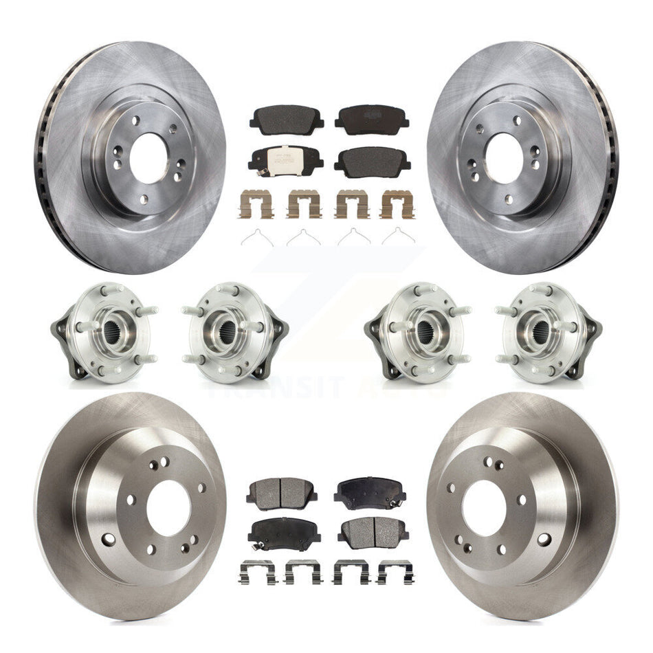 Front Rear Hub Bearing Disc Brake Rotor And Pads Kit (10Pc) For 2014-2015 Kia Sorento AWD KBB-109091