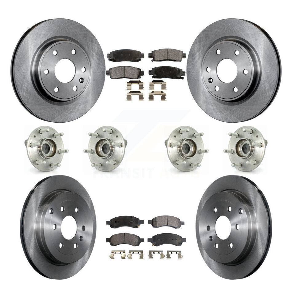 Front Rear Hub Bearings Assembly Disc Brake Rotors And Semi-Metallic Pads Kit (10Pc) For Chevrolet Traverse GMC Acadia Buick Enclave Saturn Outlook Limited KBB-109100