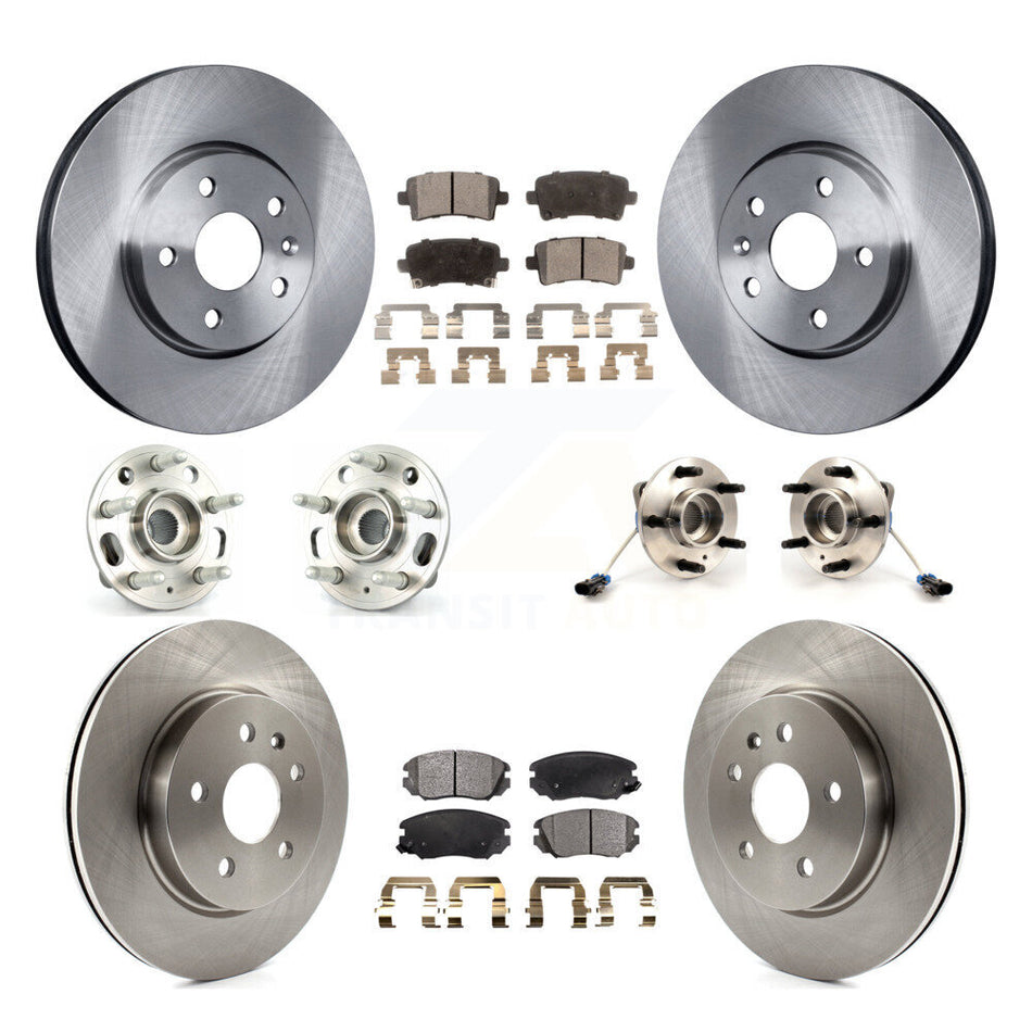Front Rear Hub Bearings Assembly Disc Brake Rotors And Semi-Metallic Pads Kit (10Pc) For 2010 Buick Allure KBB-109124
