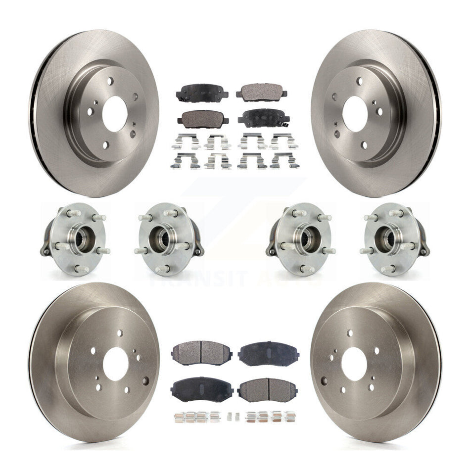 Front Rear Hub Bearings Assembly Disc Brake Rotors And Semi-Metallic Pads Kit (10Pc) For 2009-2013 Suzuki Grand Vitara KBB-109129