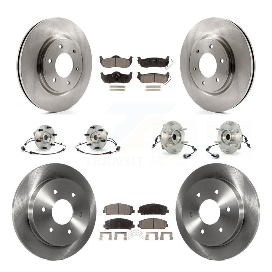 Front Rear Hub Bearings Assembly Disc Brake Rotors And Semi-Metallic Pads Kit (10Pc) For 2007 INFINITI QX56 From 04 07 KBB-109136