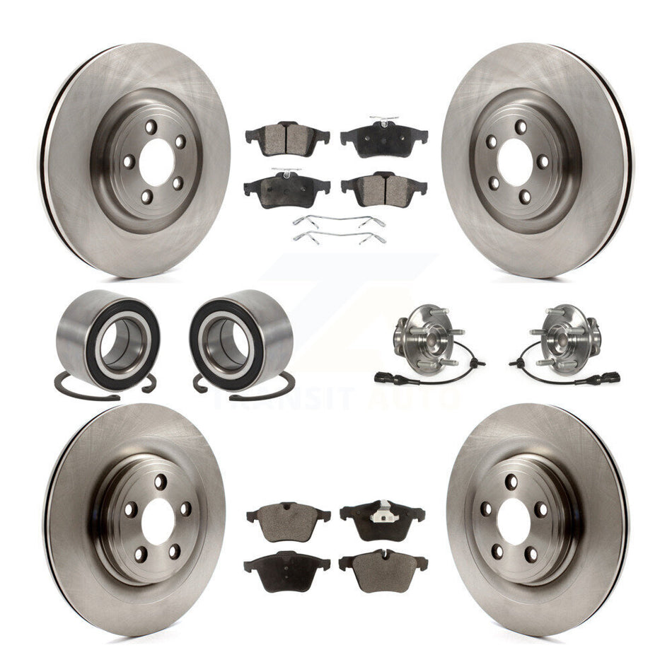 Front Rear Wheel Hub Bearings Assembly Disc Brake Rotors And Semi-Metallic Pads Shoes Kit (10Pc) For Jaguar XF XJ XK KBB-109150