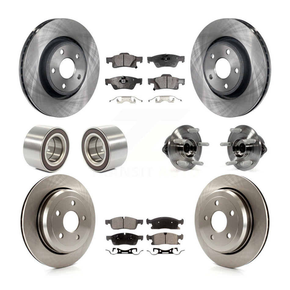 Front Rear Wheel Hub Bearings Assembly Disc Brake Rotors And Semi-Metallic Pads Shoes Kit (10Pc) For Dodge Durango Jeep Grand Cherokee KBB-109159