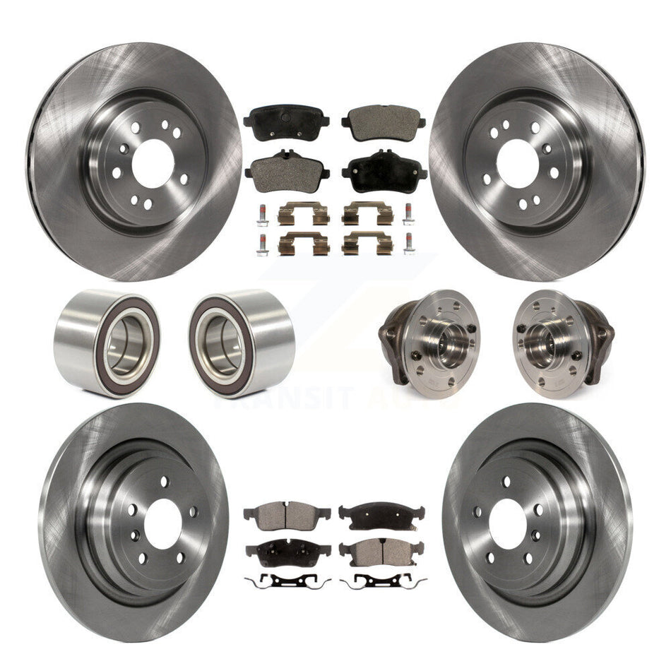 Front Rear Wheel Hub Bearings Assembly Disc Brake Rotors And Semi-Metallic Pads Shoes Kit (10Pc) For Mercedes-Benz ML350 GLE350 ML250 GLE300d KBB-109161