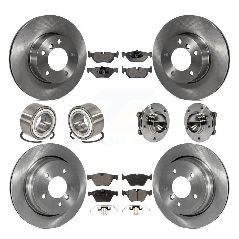 Front Rear Wheel Hub Bearings Assembly Disc Brake Rotors And Semi-Metallic Pads Shoes Kit (10Pc) For BMW 328i Wagon KBB-109163