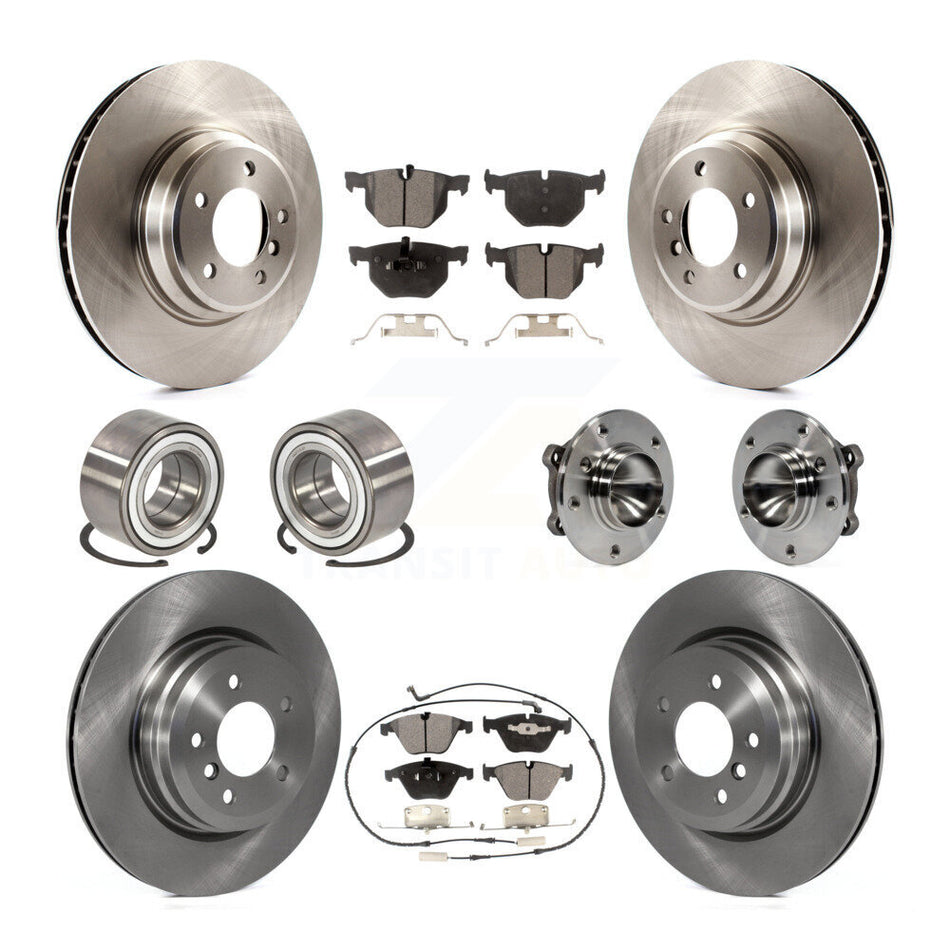 Front Rear Wheel Hub Bearings Assembly Disc Brake Rotors And Semi-Metallic Pads Shoes Kit (10Pc) For BMW 335i 335d 335is KBB-109164