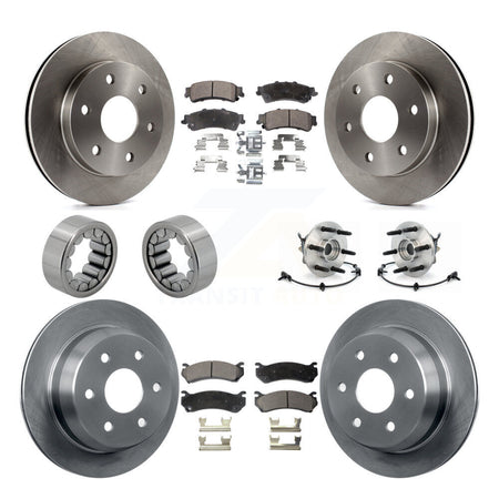 Front Rear Hub Bearing Brake Rotor & Pad Shoe Kit (10Pc) For Chevrolet Silverado 1500 GMC KBB-109179