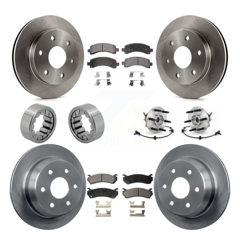 Front Rear Hub Bearing Brake Rotor & Pad Shoe Kit (10Pc) For Chevrolet Avalanche 1500 4WD KBB-109181