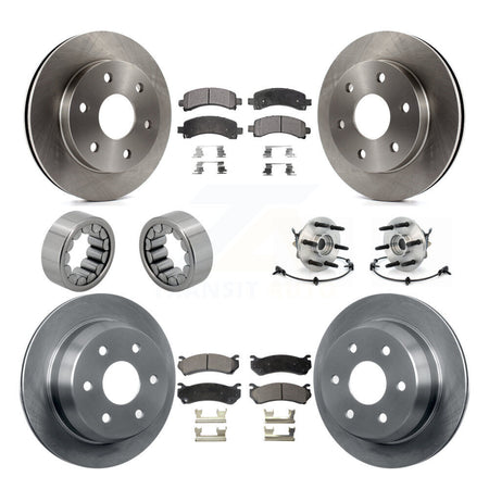 Front Rear Hub Bearing Brake Rotor & Pad Shoe Kit (10Pc) For Chevrolet Avalanche 1500 4WD KBB-109181