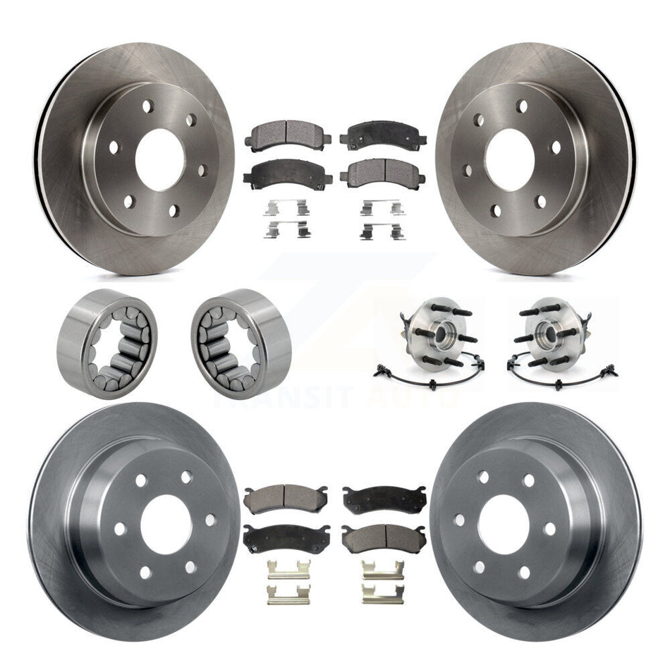 Front Rear Hub Bearing Brake Rotor & Pad Shoe Kit (10Pc) For Chevrolet Avalanche 1500 4WD KBB-109181