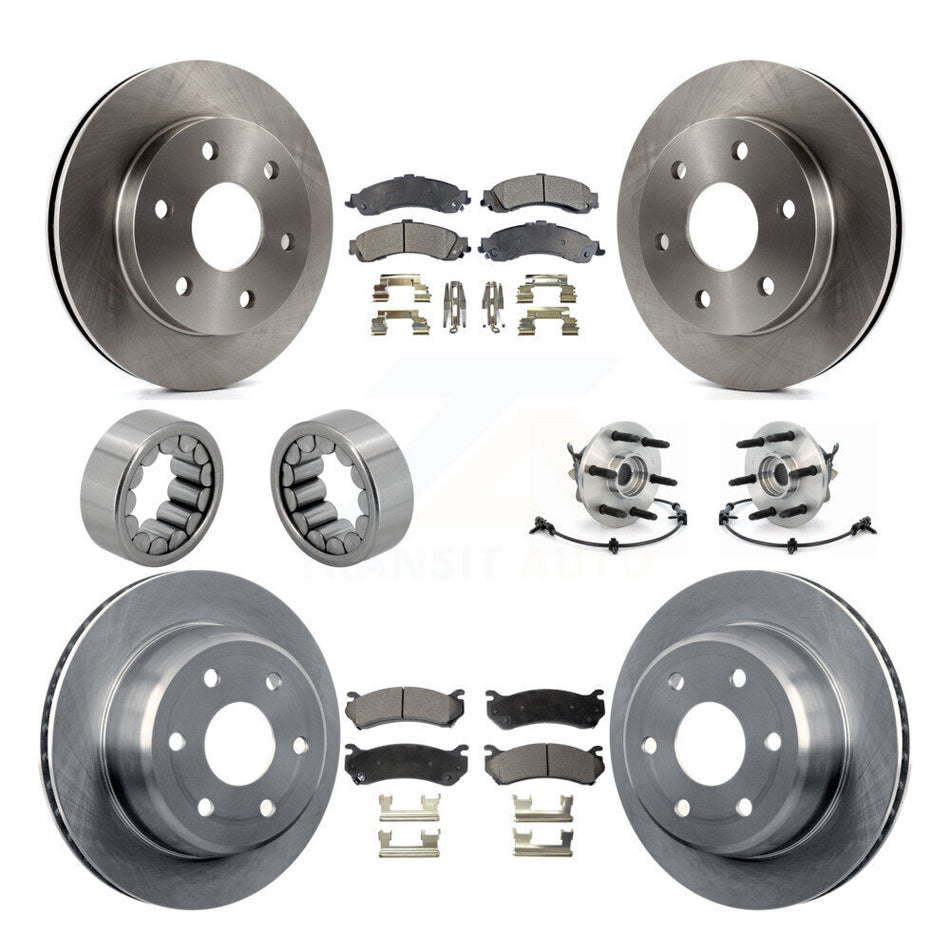 Front Rear Hub Bearing Brake Rotor & Pad Shoe Kit (10Pc) For Chevrolet Avalanche 1500 GMC KBB-109182