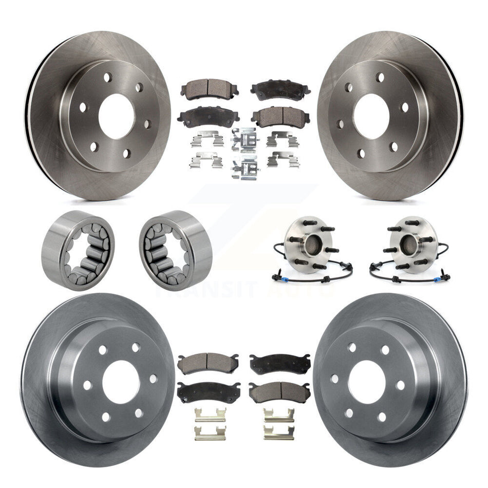 Front Rear Hub Bearing Brake Rotor & Pad Shoe Kit (10Pc) For Chevrolet Silverado 1500 GMC KBB-109186