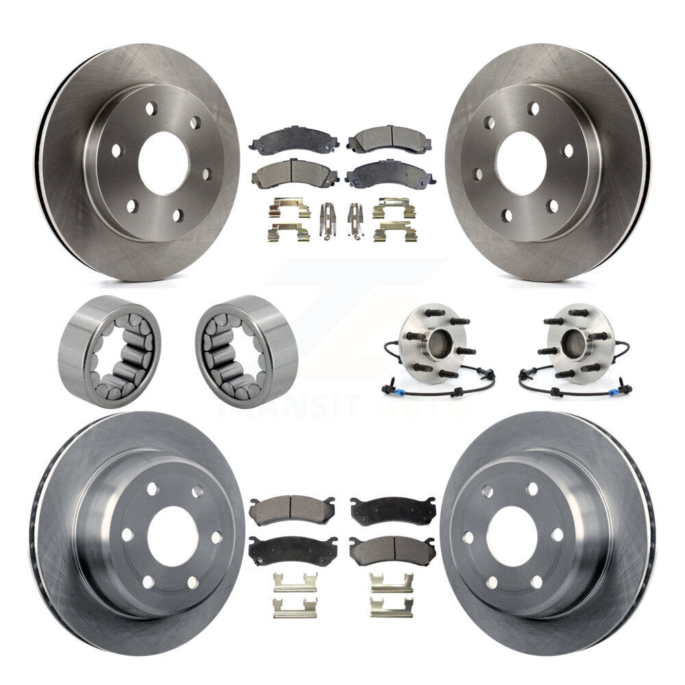Front Rear Hub Bearing Brake Rotor & Pad Shoe Kit (10Pc) For Chevrolet Avalanche 1500 RWD KBB-109189