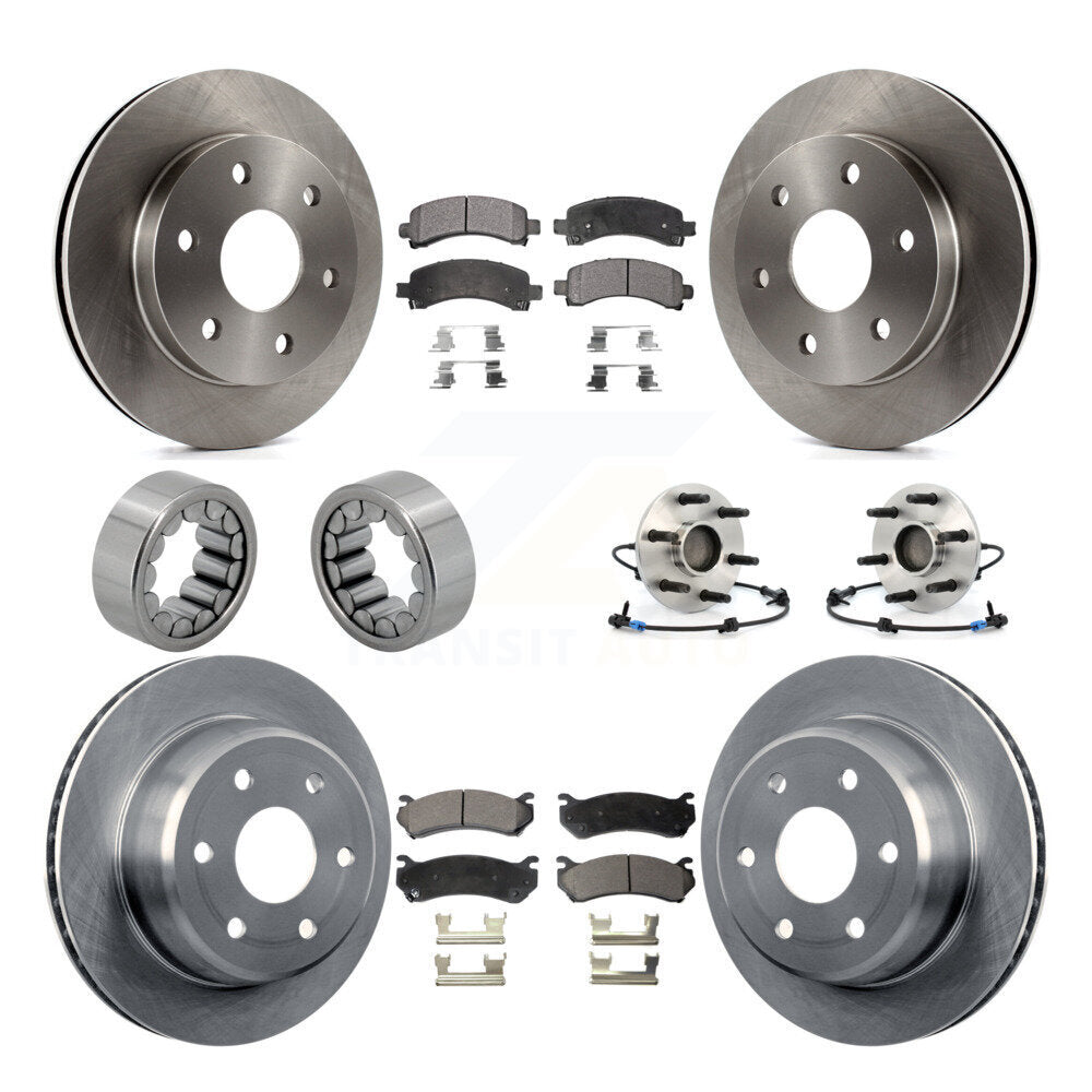 Front Rear Hub Bearing Brake Rotor & Pad Shoe Kit (10Pc) For Chevrolet Avalanche 1500 GMC KBB-109190