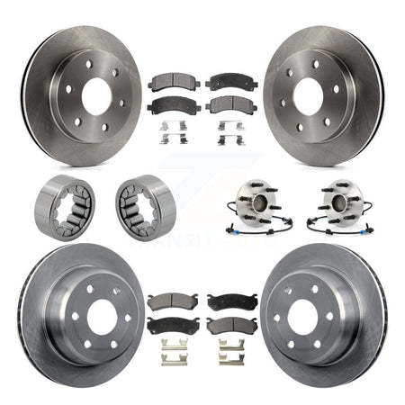 Front Rear Hub Bearing Brake Rotor & Pad Shoe Kit (10Pc) For Chevrolet Avalanche 1500 GMC KBB-109190