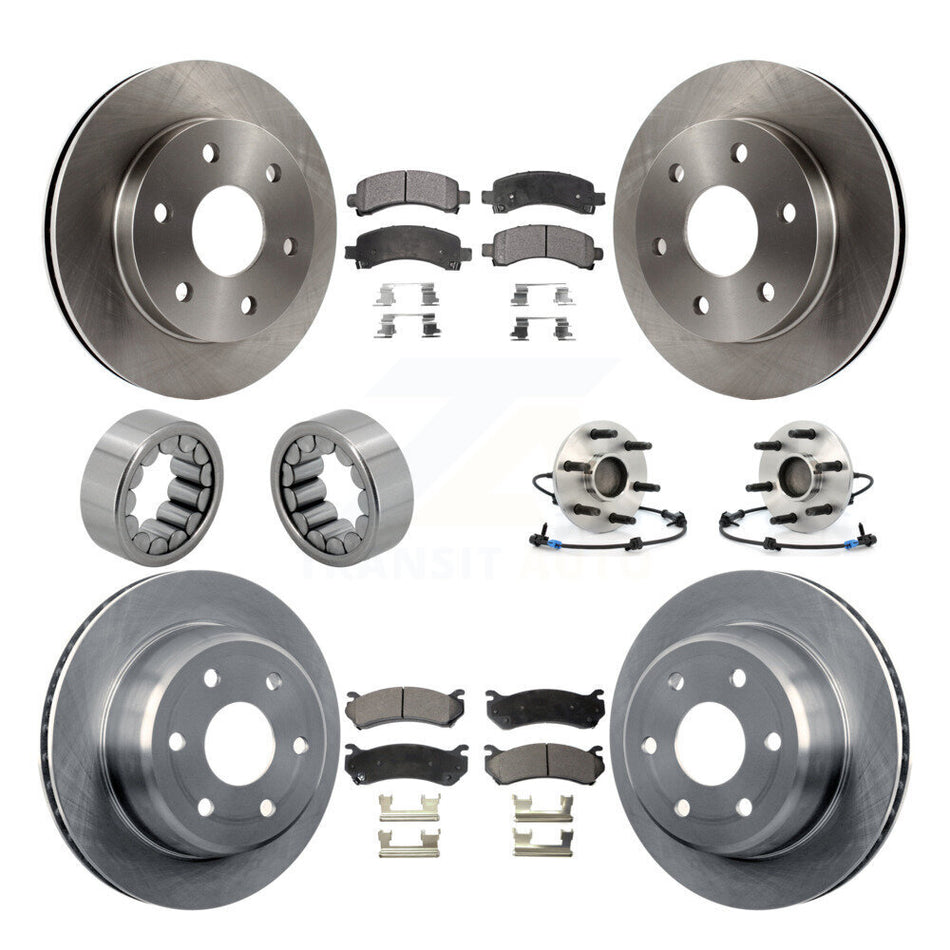 Front Rear Hub Bearing Brake Rotor & Pad Shoe Kit (10Pc) For Chevrolet Avalanche 1500 GMC KBB-109190