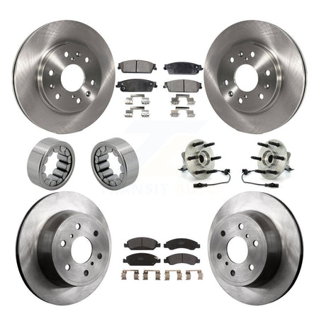 Front Rear Hub Bearing Brake Rotor & Pad Shoe Kit (10Pc) For Chevrolet GMC Sierra 1500 XL KBB-109195