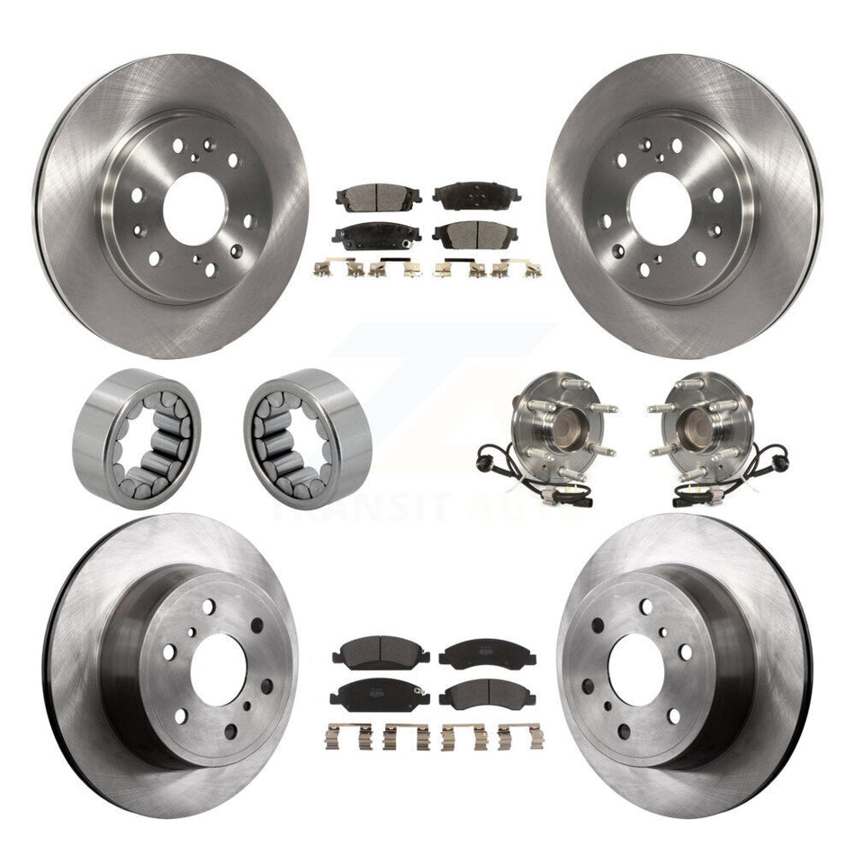 Front Rear Hub Bearing Brake Rotor & Pad Shoe Kit (10Pc) For GMC Sierra 1500 Chevrolet XL KBB-109202