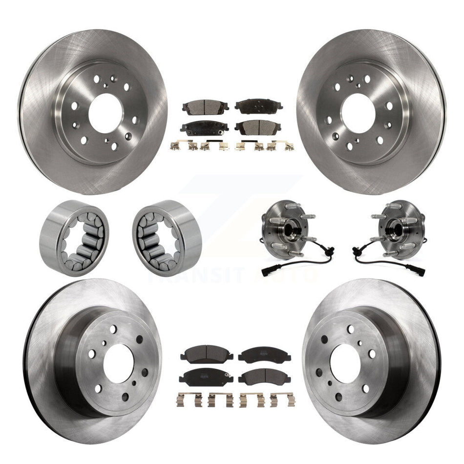 Front Rear Hub Bearing Brake Rotor & Pad Shoe Kit (10Pc) For GMC Sierra 1500 Chevrolet XL KBB-109204