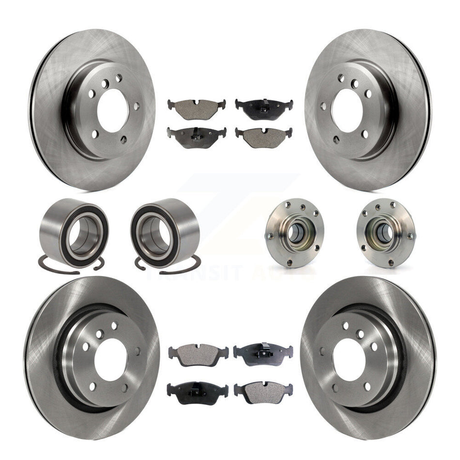 Front Rear Wheel Hub Bearings Assembly Disc Brake Rotors And Semi-Metallic Pads Shoes Kit (10Pc) For BMW 325Ci 323i 328i 323Ci 328Ci KBB-109210