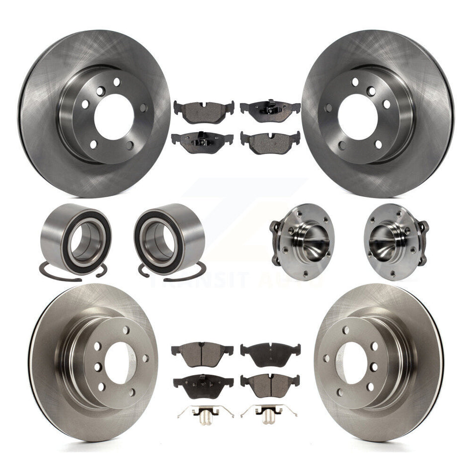 Front Rear Wheel Hub Bearings Assembly Disc Brake Rotors And Semi-Metallic Pads Shoes Kit (10Pc) For 2008-2013 BMW 128i KBB-109213