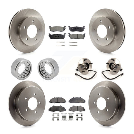 Front Rear Hub Bearing Assembly Disc Brake Rotors And Pads Shoe Kit (10Pc) For Ford F-150 KBB-109266