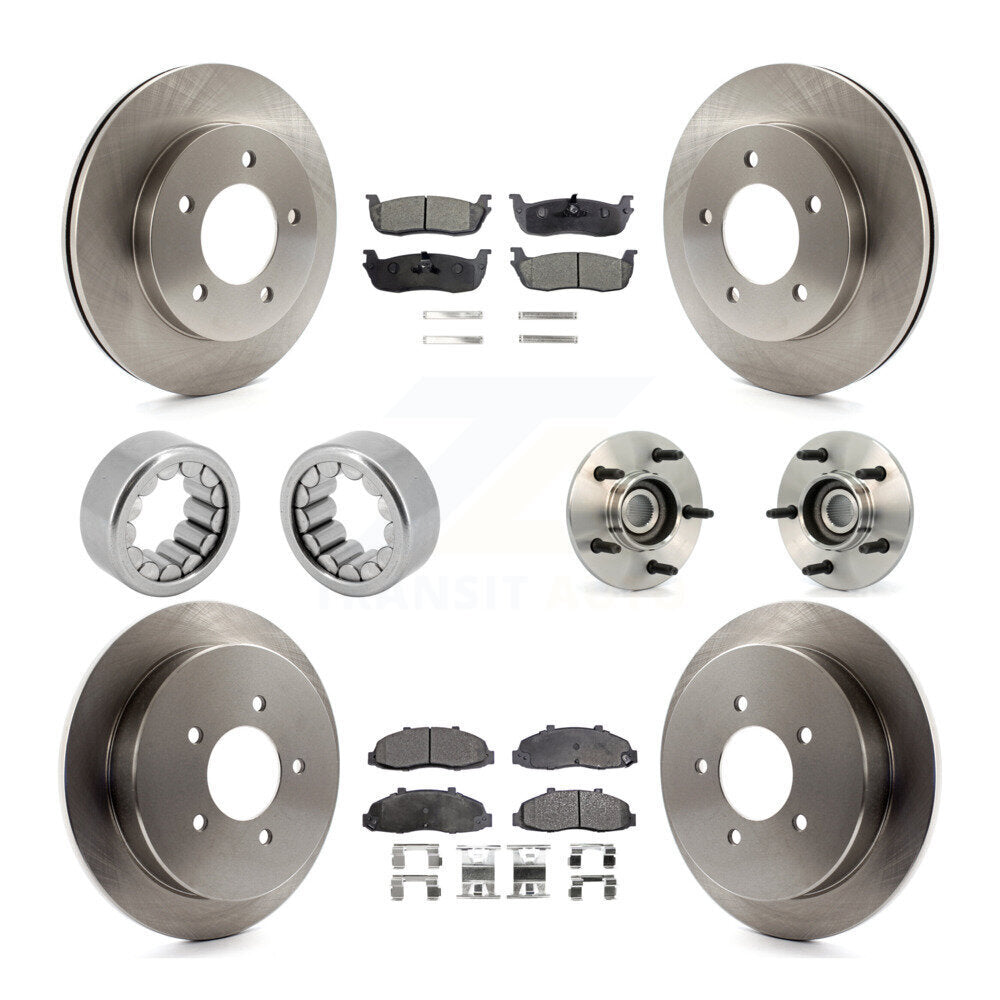 Front Rear Hub Bearing Assembly Disc Brake Rotors And Pads Shoe Kit (10Pc) For Ford F-150 KBB-109269