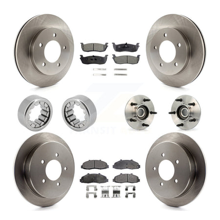 Front Rear Hub Bearing Assembly Disc Brake Rotors And Pads Shoe Kit (10Pc) For Ford F-150 KBB-109269