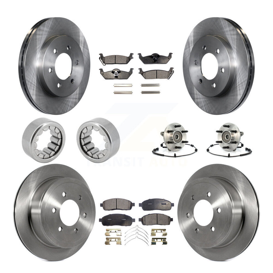 Front Rear Hub Bearing Brake Rotor Pads Shoe Kit (10Pc) For 2006-2008 Lincoln Mark LT 4WD KBB-109307