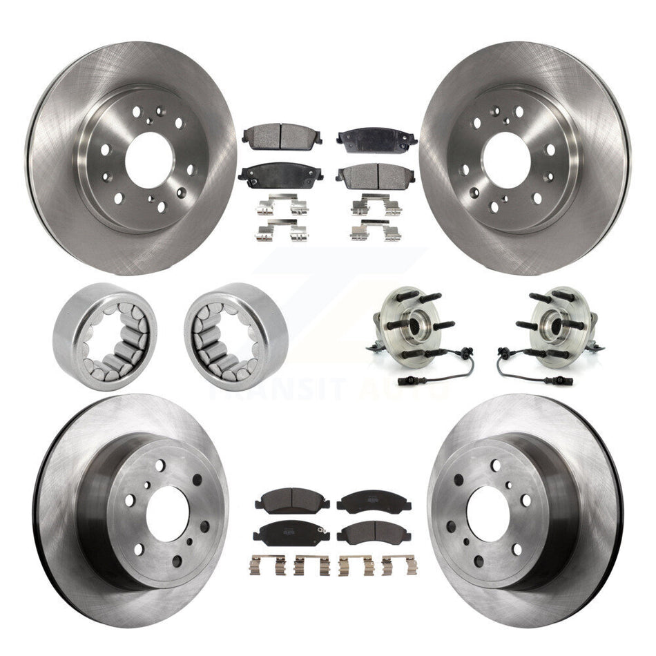 Front Rear Hub Bearing Brake Rotor & Pad Shoe Kit (10Pc) For Chevrolet Silverado 1500 GMC KBB-109316